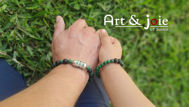 Image de Coffret special fete des peres bracelet en pierre naturelle et Motif en argent émaillé